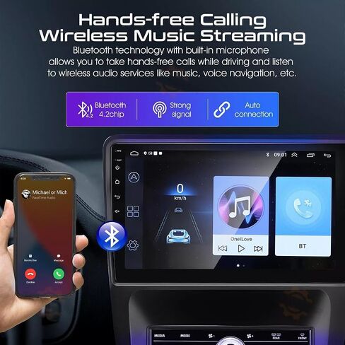 ستيريو سيارة Android 13 مقاس 10.1 بوصة لسيارة Ford Mustang 2010-2014: راديو بشاشة تعمل باللمس 2G+32G مع CarPlay وAndroid Auto، وBluetooth، وGPS، وWiFi، وSWC، وراديو FM وRDS، وكاميرا احتياطية AHD، وميكروفون in Saudi Arabia