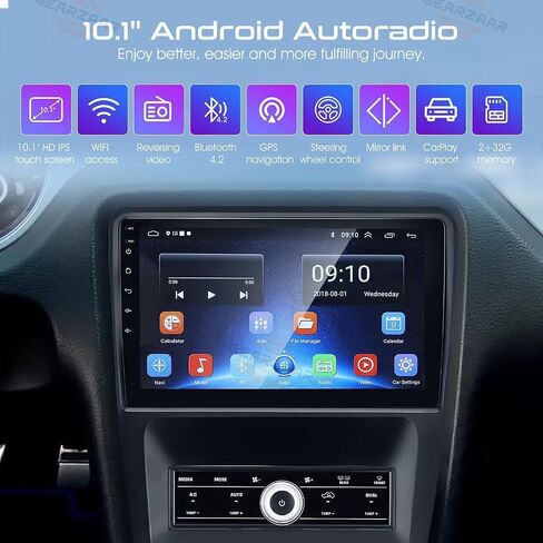 ستيريو سيارة Android 13 مقاس 10.1 بوصة لسيارة Ford Mustang 2010-2014: راديو بشاشة تعمل باللمس 2G+32G مع CarPlay وAndroid Auto، وBluetooth، وGPS، وWiFi، وSWC، وراديو FM وRDS، وكاميرا احتياطية AHD، وميكروفون in Saudi Arabia