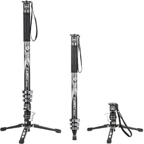 Fotopro Carbon Fiber Monopod with Pedal, 73" 3-in-1 Professional Monopod, Carbon Fiber Travel Monopod with Feet Max Load 22lbs for DSLR Camera Stabilizer Videography Kit, Orange