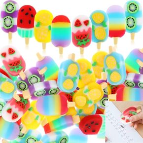Jetec 48 Pcs Ice Cream Erasers for Kids Ice Cream Erasers Bulk Charity Donation Supplies Erasers for School Classroom Reward Gift Ice Cream Party Favors(1.77 x 0.79 x 0.39 Inch, Colorful)