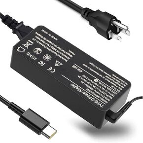 Universal 65W 45 Watt USB C Laptop Charger for Lenovo Chromebook 300e 500e s330 C330, for Lenovo Thinkpad T480 T490 T580 T14 E480 E580 E495 X1, for Lenovo Yoga 7i Computer Type-C AC Adapter Power Cord
