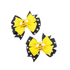 Baby Girls Bee Hair Clip Honey Bee Bowknot Clips Yellow Baby Bee Hair Bow Pin BBG93 (2 Pcs-B)