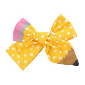 Cute Pencil Bow Clip for Girls Back to School Hair Bow Clips Yellow Pencil with White Polka Dots Deisgn Alligator Clips School Hair Accessories for Little Girls, Toddlers, Kids, and Teens