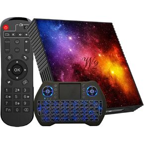 Android TV Box 4GB RAM 128GB ROM Upgraded W2 Mali-G31 2.4G/5G Dual WiFi Bluetooth 4.2,Media Player Support 3D Android 12 TV Box USB 2.0 Wireless Backlit Mini Keyboard Support 4K Video