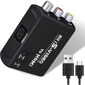 S Video to HDMI Converter,AV to HDMI Converter,RCA to HDMI Converter,Composite to HDMI Converter,CVBS Video Audio Adapter Compatible for PAL/NTSC for TV/PC/PS1/PS2/ STB/Xbox/VHS/VCR/DVD