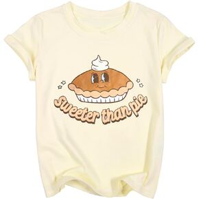تي شيرت للأطفال الصغار والبنات والأولاد لعيد الشكر أحلى من الفطيرة تي شيرت للأطفال في الخريف والخريف بأكمام قصيرة تي شيرت in Kuwait