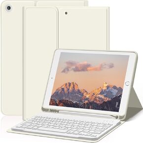 Keyboard Case for iPad 9th Generation/iPad 8th Generation/iPad 7th Generation(2021/2020/2019), 10.2 inch iPad 9/8/7 Case with Keyboard, Auto Wake Sleep Case with Pencil Holder, White