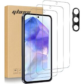 [3+1 Pack Samsung Galaxy A35 5G Screen Protector with Camera Lens Protector, Tempered Glass Film,9H Hardness,Anti-Scratch, Easy Installation (HD, A35)