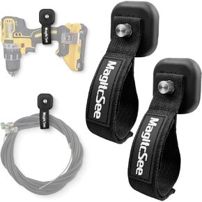 Updated 4 Pack Heavy Duty Magnetic Hook Straps for Extention Cords, Powerful Cruise Garage Storage Hook Ties for Hanging Cables, Garden Hoses Ropes, Workshop Tool Box Magnet Organize Hangers for Tools