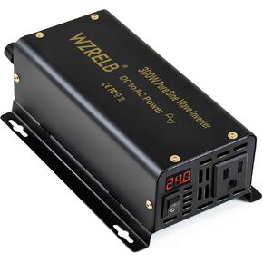 WZRELB 300W Pure Sine Wave Power Inverter 600W Peak DC 36V to 110V AC Car Adapter Off Grid with LED Display