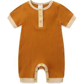 Unisex Baby Outfits Boy Girl Short Sleeves Pants Snap Closure Summer Romper
