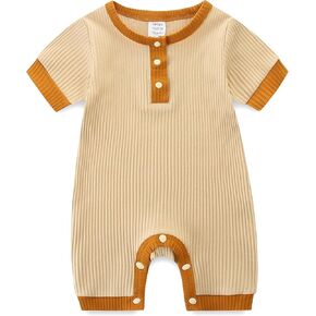 Baby Ribbed Romper Button Jumpsuit Mixed Color Infant Summer Outfits