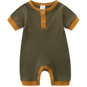Baby Ribbed Romper Button Jumpsuit Mixed Color Infant Summer Outfits