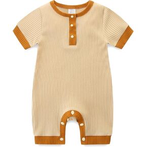 Unisex Baby Outfits Boy Girl Short Sleeves Pants Snap Closure Summer Romper