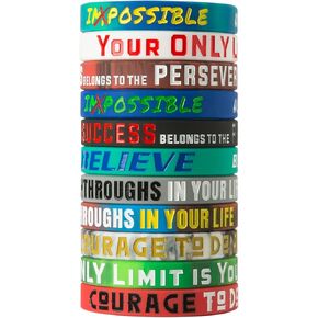 Motivational Wristbands for Men, Women & Teens, Inspirational Silicone Bracelets Unisex Adult Wristbands