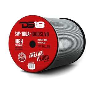 DS18 SW-18GA-1000SLVB 12-GA Ultra Flex Speaker Wire Silver and Black 1000FT - Speaker Cable for Audio Applications