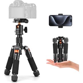 K&F Concept Mini Desktop Tripod, 20.5''/ 52cm Compact Desk Tripod with 360 Degree Ball Head, 1/4 inch Quick Release Plate for Camera Video Camcorder, Load up to 13.22 lbs/6 KG