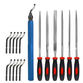 VASTOOLS Deburring Tool Kit,10Pcs Needle File,Metal Handle Deburring Tool for Metal Resin 3D Plastic Copper Aluminum Pipes Tube Hole with Extra 10pc Multiuse Blades Removing Burr