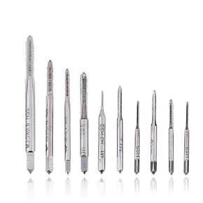 Micro Drill Bit Tap Set, 10pcs Mini Metric Thread Tap Set M1 M1.2 M1.4 M1.6 M1.7 M1.8 M2 M2.5 M3 M3.5 Small Machine Hand Threading Tapping Tool