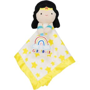 KIDS PREFERRED Warner Bros. DC Wonder Woman Blanky Ultra Soft Material with Crinkle Sound – Double Sided Satin Trim Blanket for Babies and Toddlers