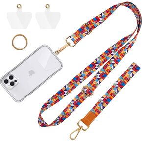 MAXCURY Crossbody Cell Phone Lanyard, Adjustable Neck Strap & Hand Wrist, 2 Pack Pads & 1 Pack Metal Key Ring Holder