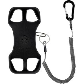 Universal Protector Phone Tether, Phone Lanyard Silicone Holder with Detachable Ring Grip,Fit Outdoor/Hiking/Fishing(Black-B)