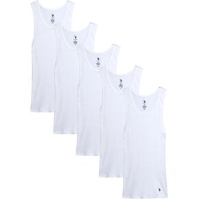 U.S. Polo Assn. Men's Undershirt - Classic Ribbed Tank Top (4 Pack)