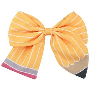 Yellow Pencil Bow Hair Clips Large Pencil Hair Bow Clips Back to School Bow Alligator Clips White Stripe Pencil Handmade Hairpins Design First Day of School Hair Accessories for Students Teacher