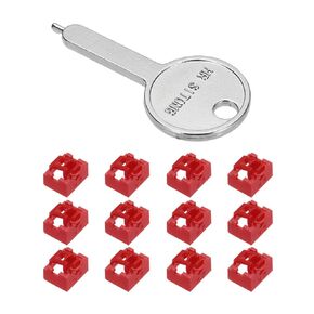 MECCANIXITY 12pcs Port Blocker Locking RJ45 Port/Dust PC Blocker with Coded Key,Red