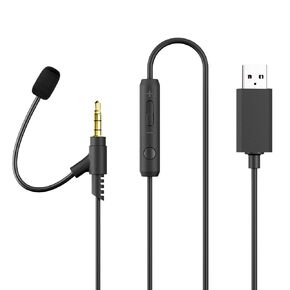 Ulian USB to 3.5mm Audio Cable with External Microphone and Volume Control, USB to AUX Jack Stereo Cord, Compatible with PC, Laptop, PS4/PS5, Headphones, Speaker, 6.6Ft/2M (Charging Not Supported)