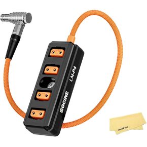 ZGCINE LM-P4 90°Right Angle 2 Pin Lemo Male to 4 Ports D-tap Female Connector D-tap Adapter Splitter for Select RED ARR Camera