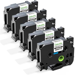 Labelife 6-Pack TZe-241 TZe TZ Tape 18mm 0.7 Laminated White Label Tape Replace for Brother Label Maker Tape 18mm 0.7 White TZe241 TZ241 for Brother PT-D400 PT-D600 PT-D610BT PTD410 PTD460BT, 3/4 Inch