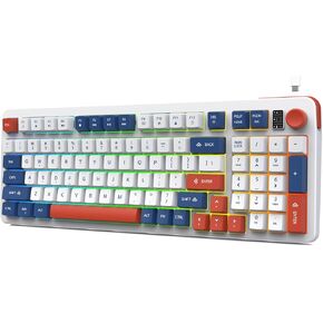 96% Wired Gaming Keyboard,Light Up Creamy Computer Keyboard with Number Pad & Volume Knob,Ergonomic Quiet Silent USB Keyboard for PC Desktop Games Office