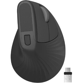Zhaman Ergonomic Vertical Mouse, 2.4G USB & Type C Rechargeable Mouse, Ergo Wireless Mouse with 3 Adjustable DPI for PC/Notebook/Laptop/All Type C Devices, for Windows, Mac OS - Black