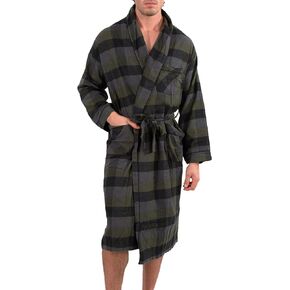 Bottoms Out Flannel Shawl Robe, Navy/Grey, L/XL