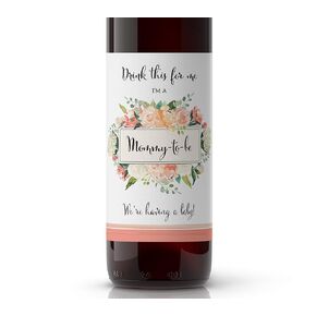 Drink This For Me - I’m a Mommy-To-Be ● SET of 5 ● Pregnancy Announcement Wine Labels, Pregnancy Reveal Wine label, Baby Surprise, Alternative to Pregnancy Announcement Cards WATERPROOF Peach A612-5M1