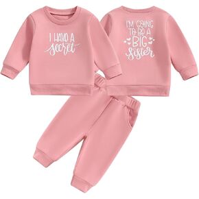Toddler Baby Girls I have a Secret Big Sister Outfit Crewneck Sweatshirt and Jogger Pants Set Fall Clothes