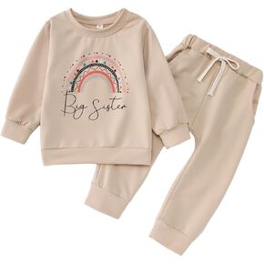 CM C&M WODRO Big Sister Toddler Sweatshirt Outfit Long Sleeve Big Sister Announcement Top Little Girl Crewneck Pullover Pants
