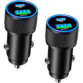 USB C Car Charger, Stuffcool 2Pack 52.5W USB-C & USB-A Car Power Adapter PD/QC Type C Fast Car Charging Cigarette Lighter USB Charger for iPhone 16 16 Pro Max 15 14 13 12/Galaxy S24 S23/Pixel/iPad Pro
