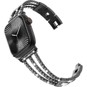 CHANCHY Compatible with Apple Watch Bands for Women 41mm 40mm 38mm 45mm 44mm 42mm, Jewelry Bling Diamond Rhinestone Link Bracelet Dressy Metal Wristband for iWatch Series 9 8 7 6 5 4 3 2 1 SE Ultra