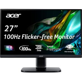 شاشة مكتب ألعاب Acer KB272 E0bi مقاس 27 بوصة IPS Full HD (1920 x 1080) بدون إطار | تقنية AMD FreeSync | تحديث يصل إلى 100 هرتز | 1 مللي ثانية (VRB) | ضوء أزرق منخفض | إمالة | منافذ HDMI وVGA