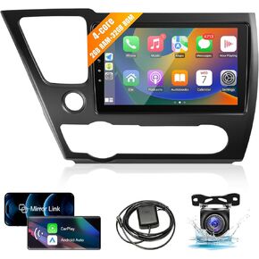 Leadfan Car Radio for Honda Civic 2013 2014 2015 2016 2017 Stereo with Wireless Apple CarPlay Android Auto, 9" IPS Touch Screen Car Audio Receiver WiFi GPS Navigation Bluetooth FM Backup Camera SWC
