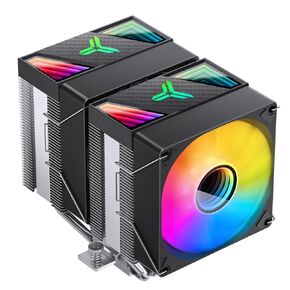 JONSBO CR1400 DV2 ARGB CPU Cooler,Silent Mini Dual-Tower CPU Cooler, Air Cooler H136mm, 6 Copper Heat Pipe AM4/AM5 Intel LGA1700/2011, 92mm PWM ARGB Fan,Top Cover Trapezoidal Infinity Mirror, Black