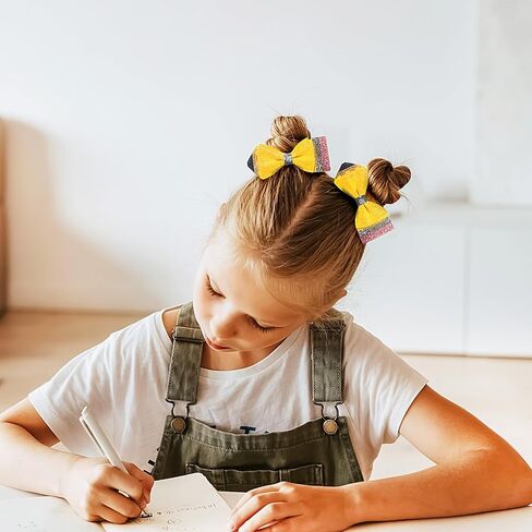 العودة إلى المدرسة مقاطع الشعر قلم رصاص أقواس الشعر كليب للأطفال الفتيات بريق الأصفر Bowknot التمساح مقاطع دبابيس الشعر لليوم الأول من المدرسة رياض الأطفال الصف الجديد طلاب إكسسوارات الشعر 2 قطعة (النوع D) in Kuwait