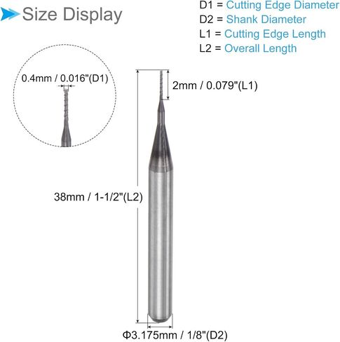 CoCud End Mill CNC Router Bits, 1/8" Shank 8.5mm Cutting 1.6mm Dia, Diamond Film Tungsten Carbide Milling Cutter Right Hand - (Applications: for CNC Drilling Engraving), 10-Pieces in Saudi Arabia