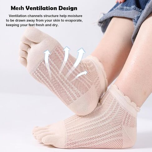 Meaiguo Toe Socks No Show Cotton Low Cut Five Finger Socks Athletic for Women in Saudi Arabia