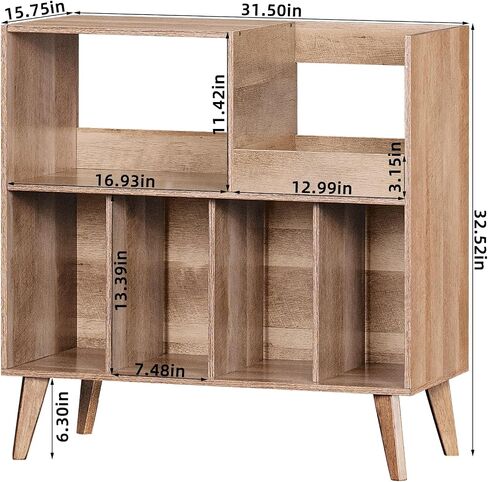 LELELINKY Large Record Player Stand, Turntable Stand with Storage, Vinyl Record Holder with Display Area, Record Player Table Holds Up to 300 Albums, Record Stand for Music Room Living Room-Oak in Saudi Arabia