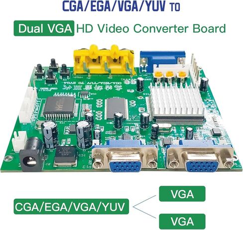 محول فيديو لعبة أركيد RGB/CGA/EGA/YUV إلى لوحة محول إخراج فيديو VGA HD مزدوجة متوافقة مع شاشة عرض ألعاب الأركيد إلى جهاز عرض CRT LCD PDP. in Kuwait