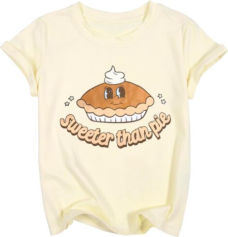 تي شيرت للأطفال الصغار والبنات والأولاد لعيد الشكر أحلى من الفطيرة تي شيرت للأطفال في الخريف والخريف بأكمام قصيرة تي شيرت in Kuwait