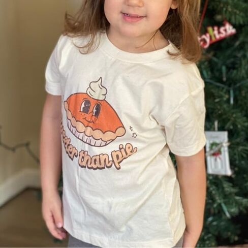 تي شيرت للأطفال الصغار والبنات والأولاد لعيد الشكر أحلى من الفطيرة تي شيرت للأطفال في الخريف والخريف بأكمام قصيرة تي شيرت in Kuwait